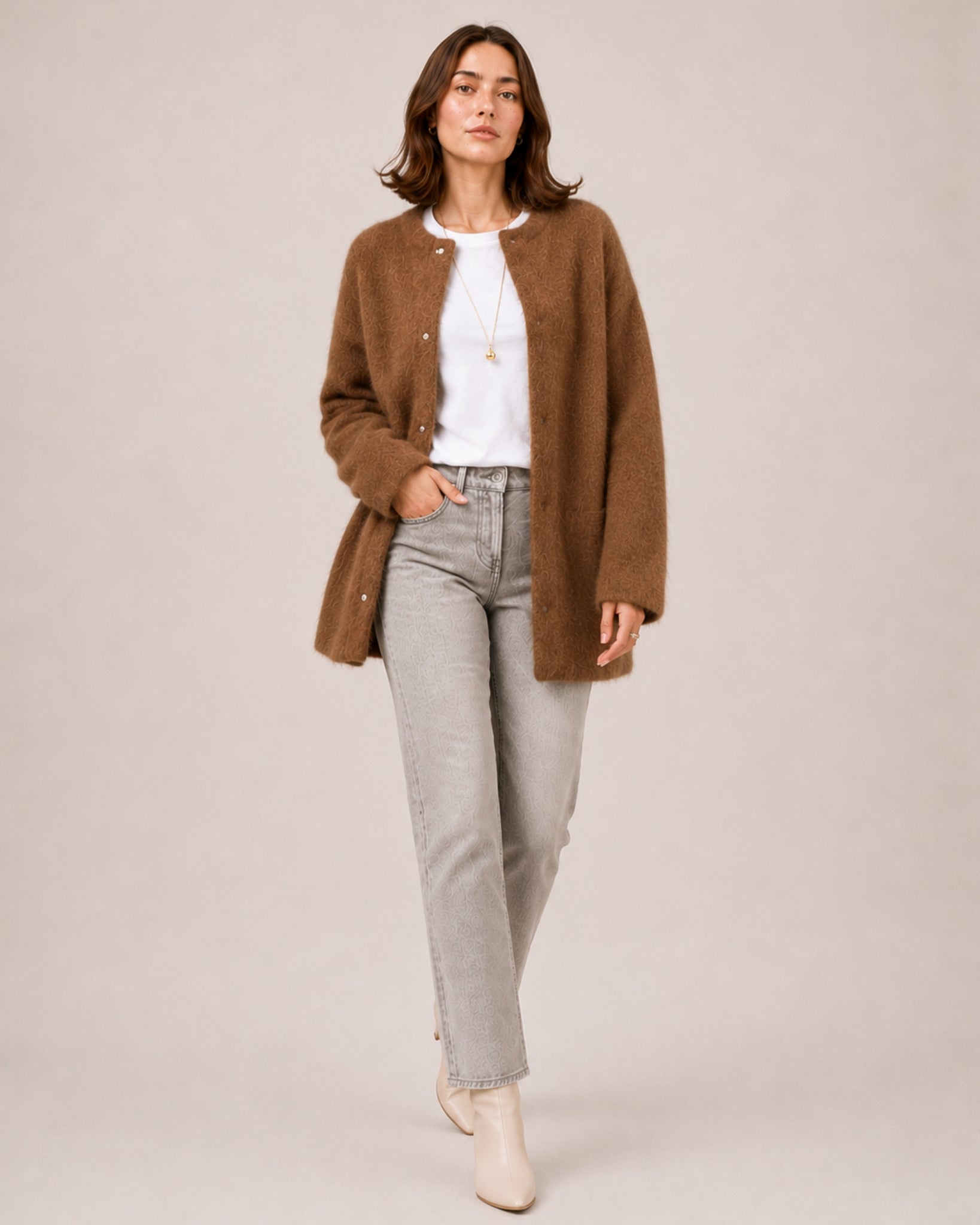 Women's Long Cardigan with Button Front