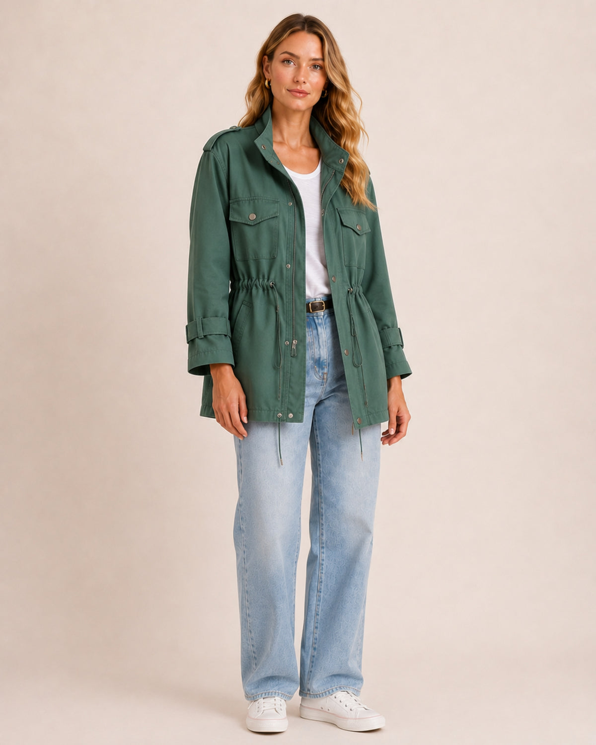 Women's Utility Jacket with Drawstring Waist