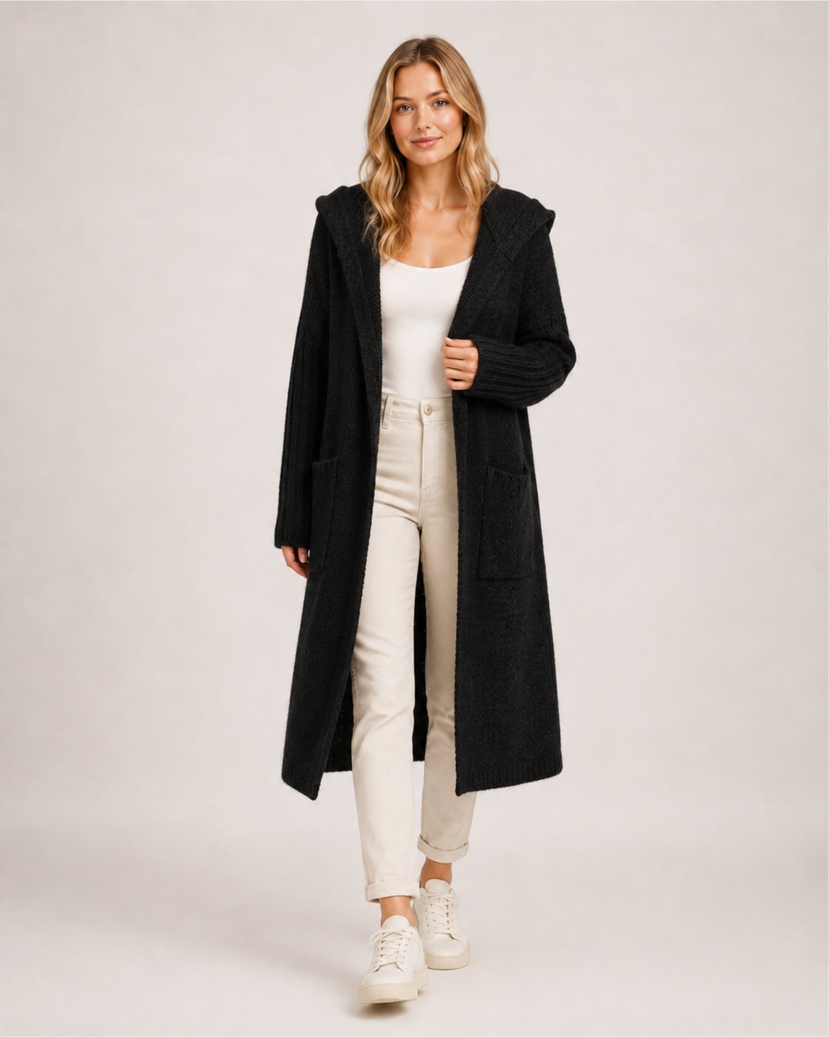 Women's Long Cardigan Hooded Oversized Knit Style