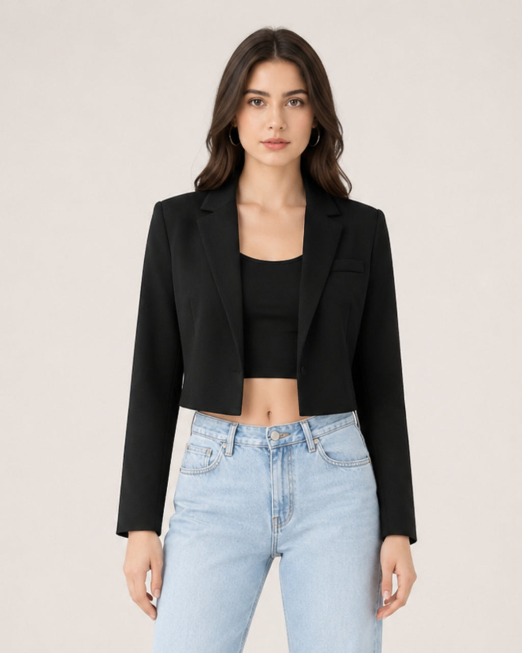 Women's Cropped Blazer and Long Sleeves