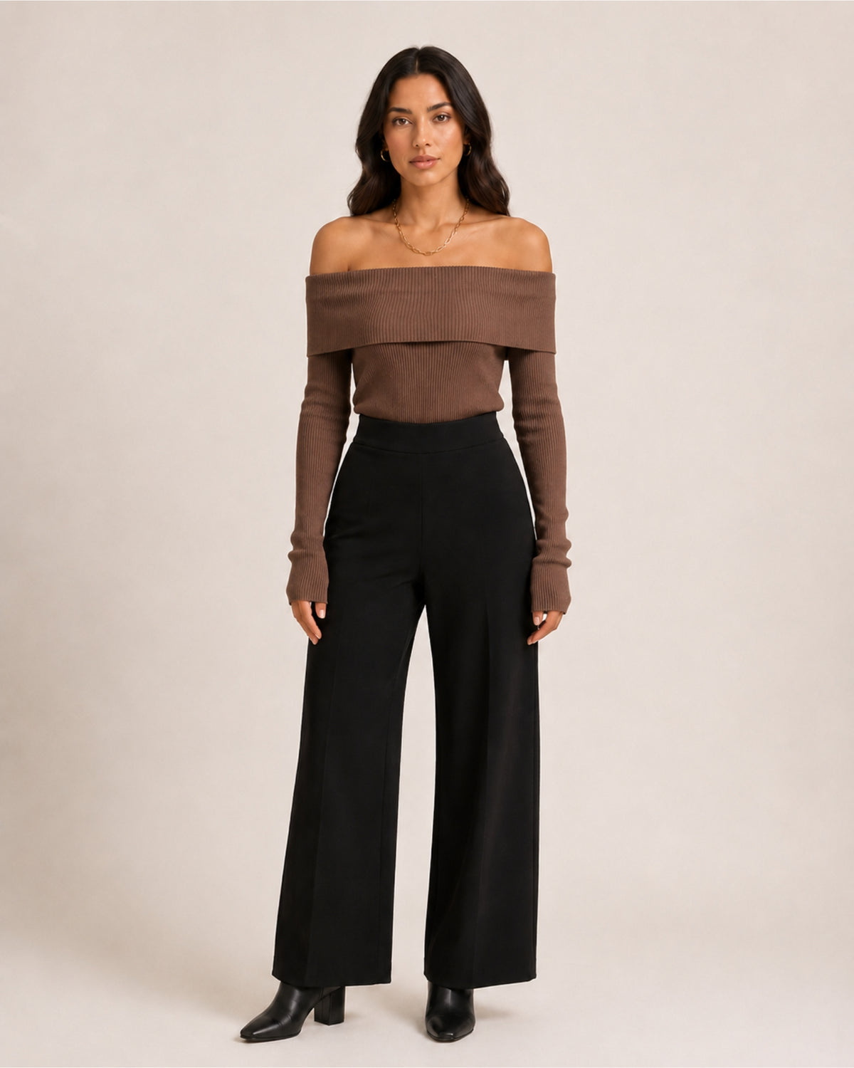Women's Off Shoulder Knitted Jumper – Bardot Long Sleeve Jumper
