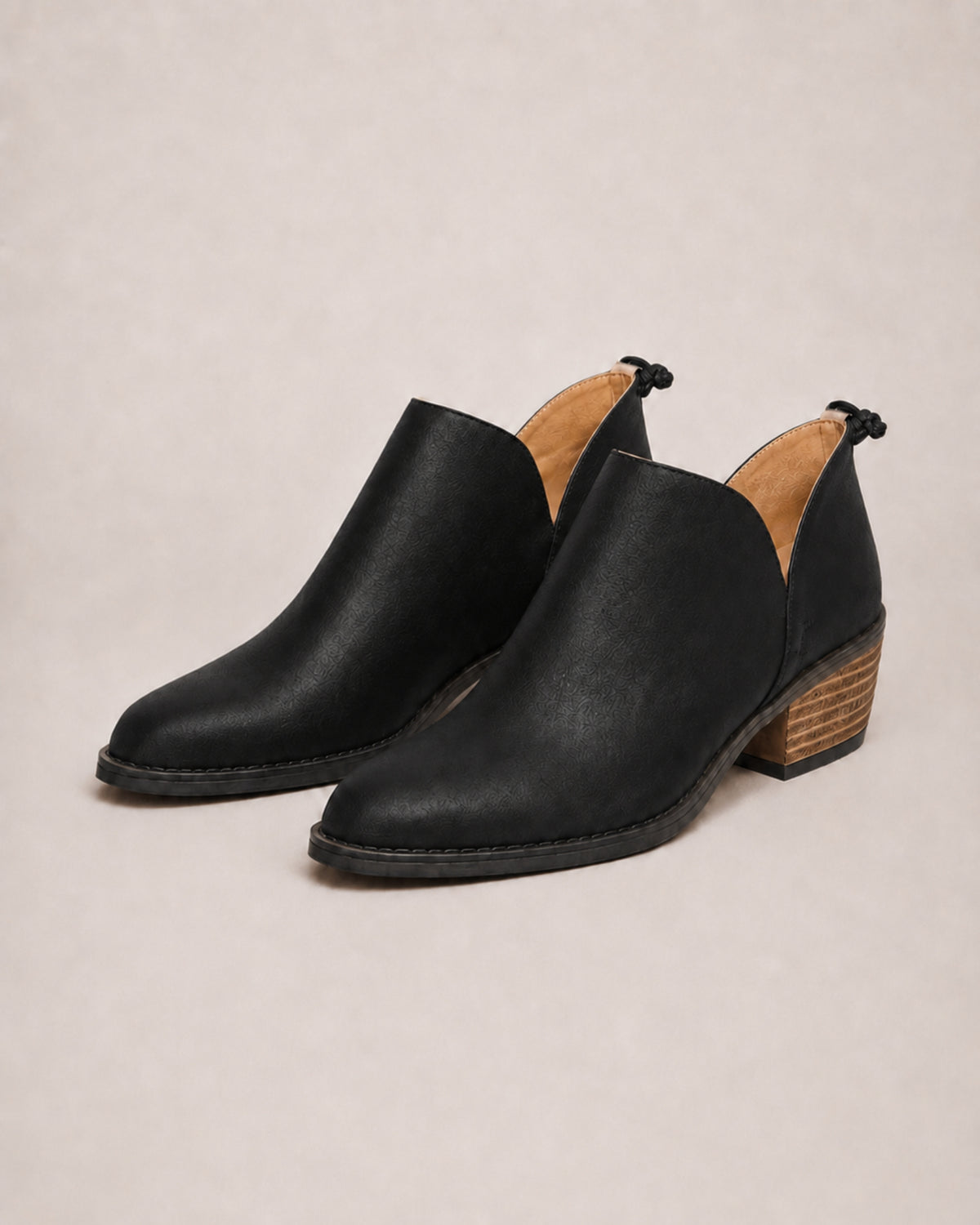 Women's Ankle Boots Low Block Heel Slip On Style
