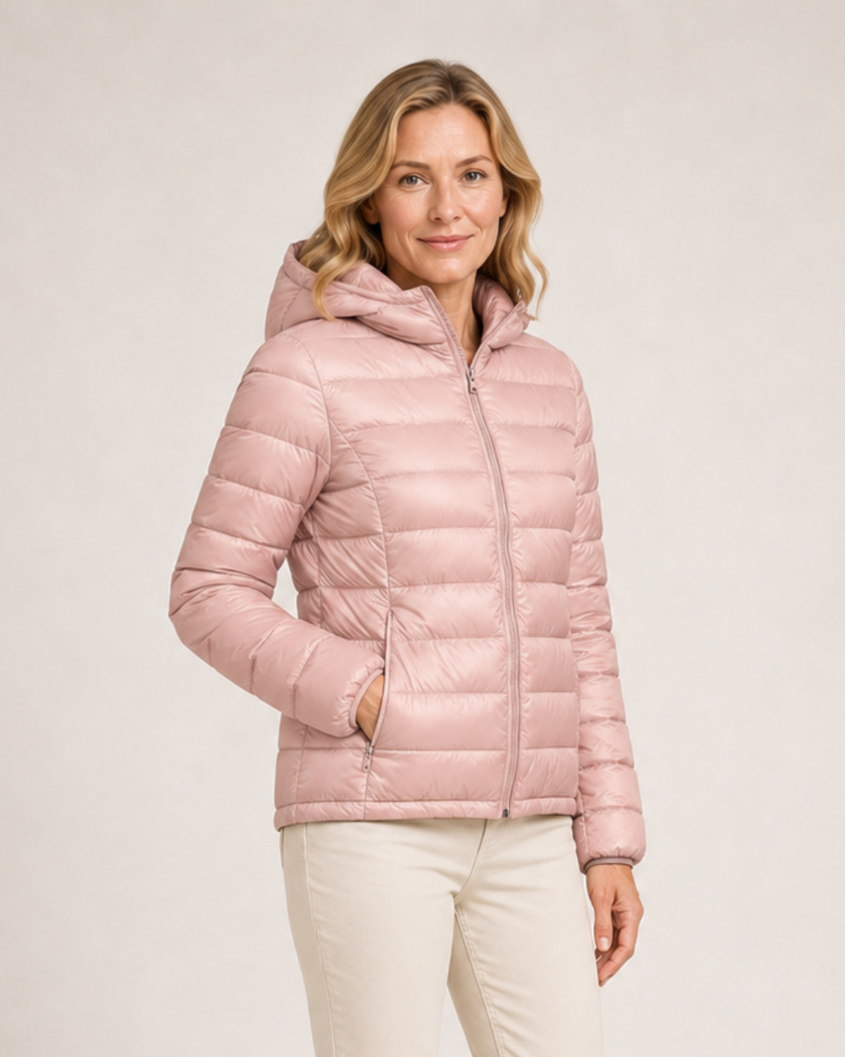 Women's Lightweight Hooded Puffer Jacket – Packable Zip-Up Coat