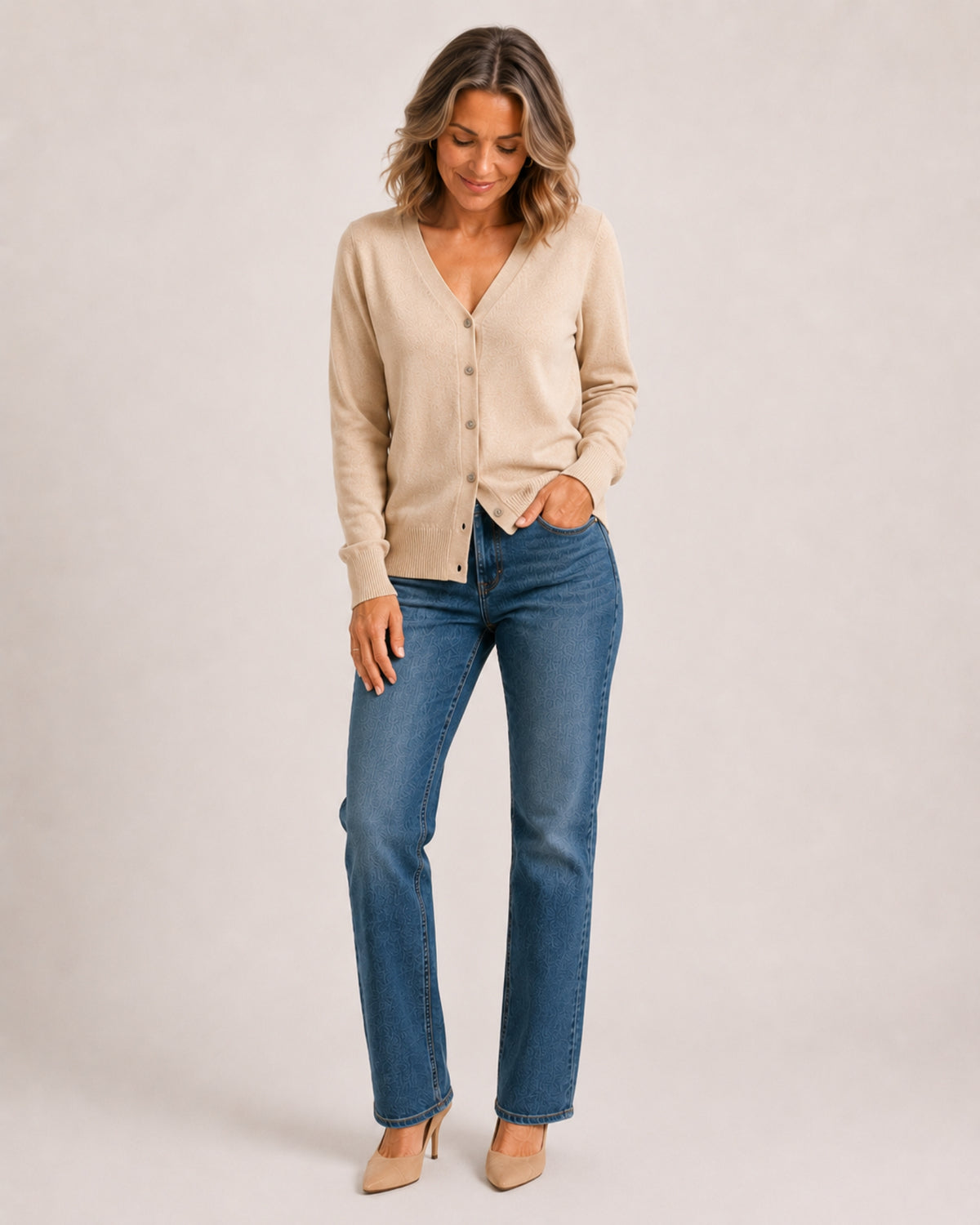 Women's Black V-Neck Button-Up Cardigan