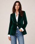 Women's Velvet Blazer Tailored Single Breasted Style