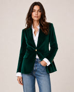 Women's Velvet Blazer Tailored Single Breasted Style