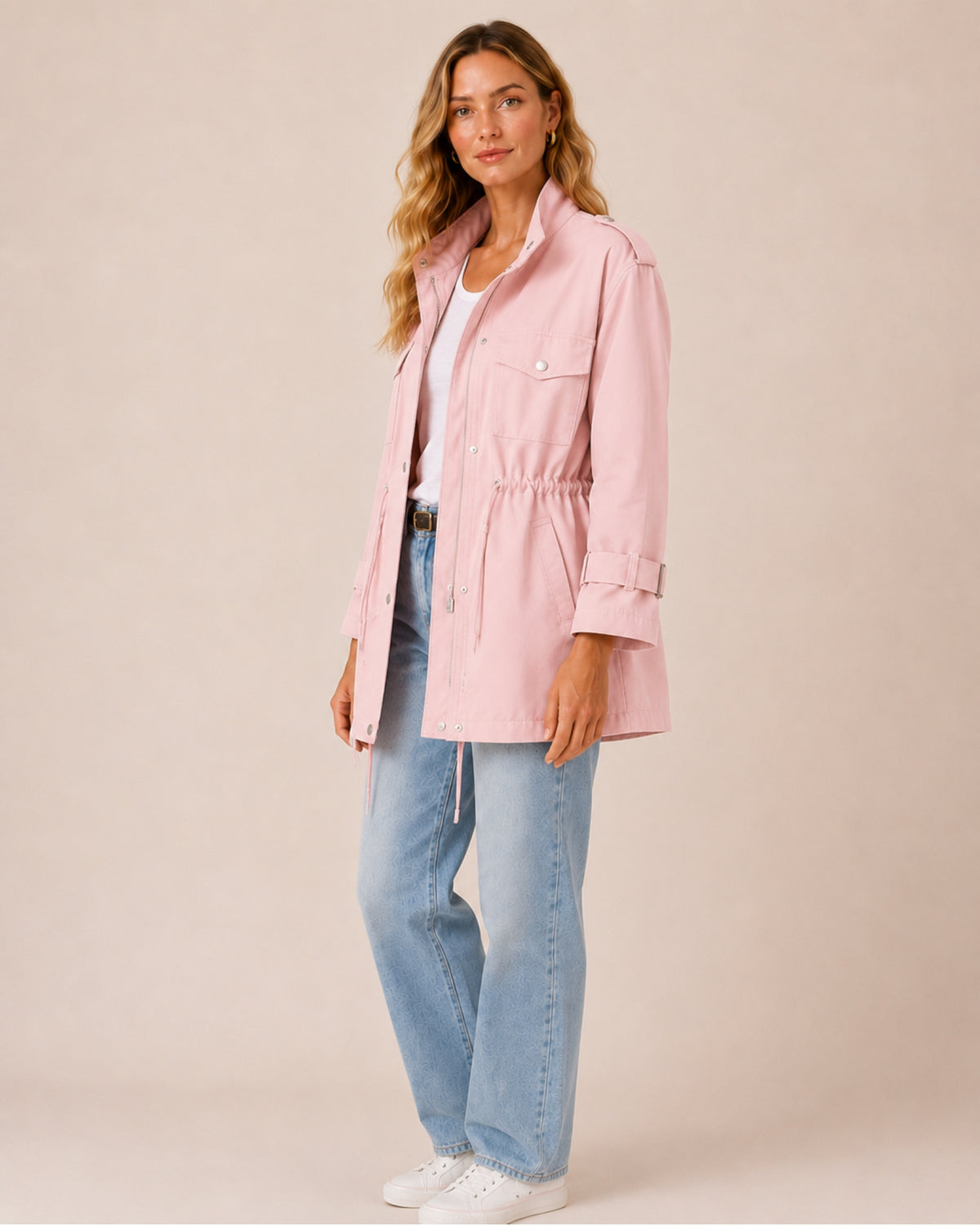 Women's Utility Jacket with Drawstring Waist