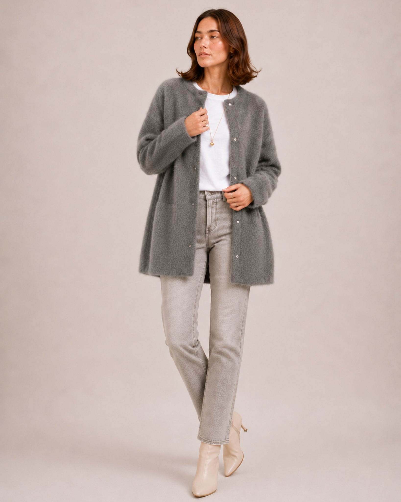 Women's Long Cardigan with Button Front