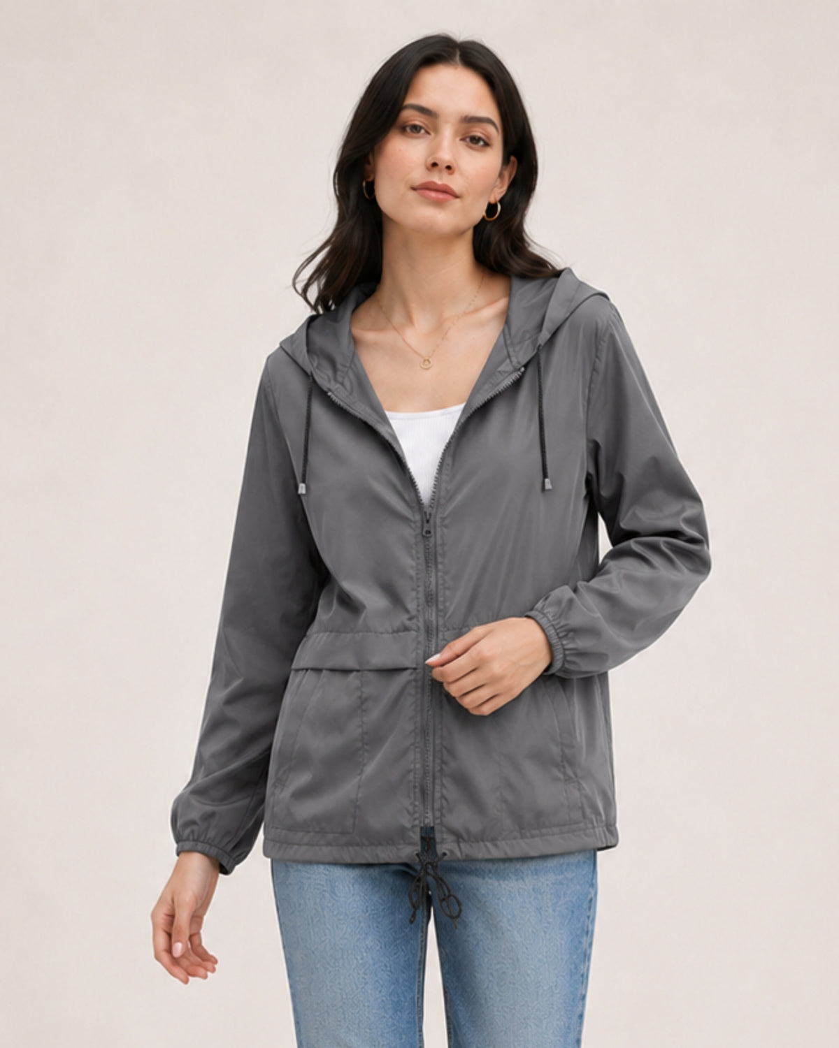 Women's Waterproof Jacket Lightweight Hooded Utility Style