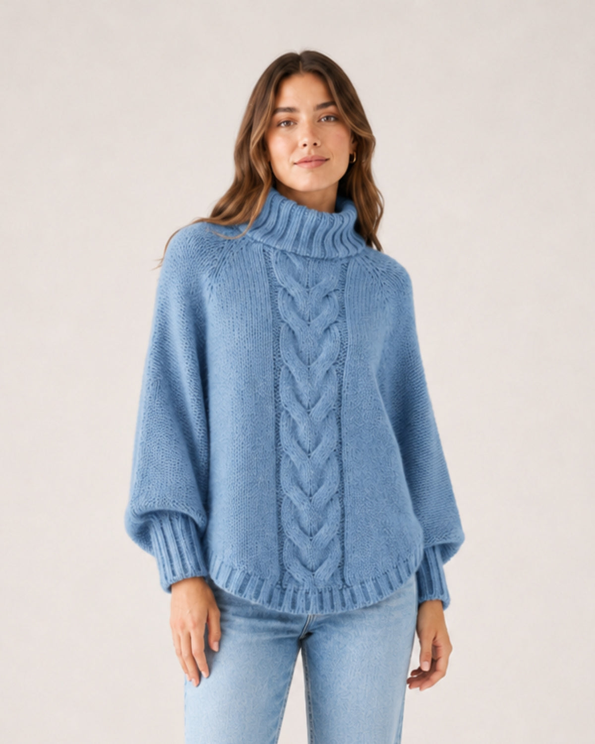 Women's Cable Knit Jumper Chunky Roll Neck Style