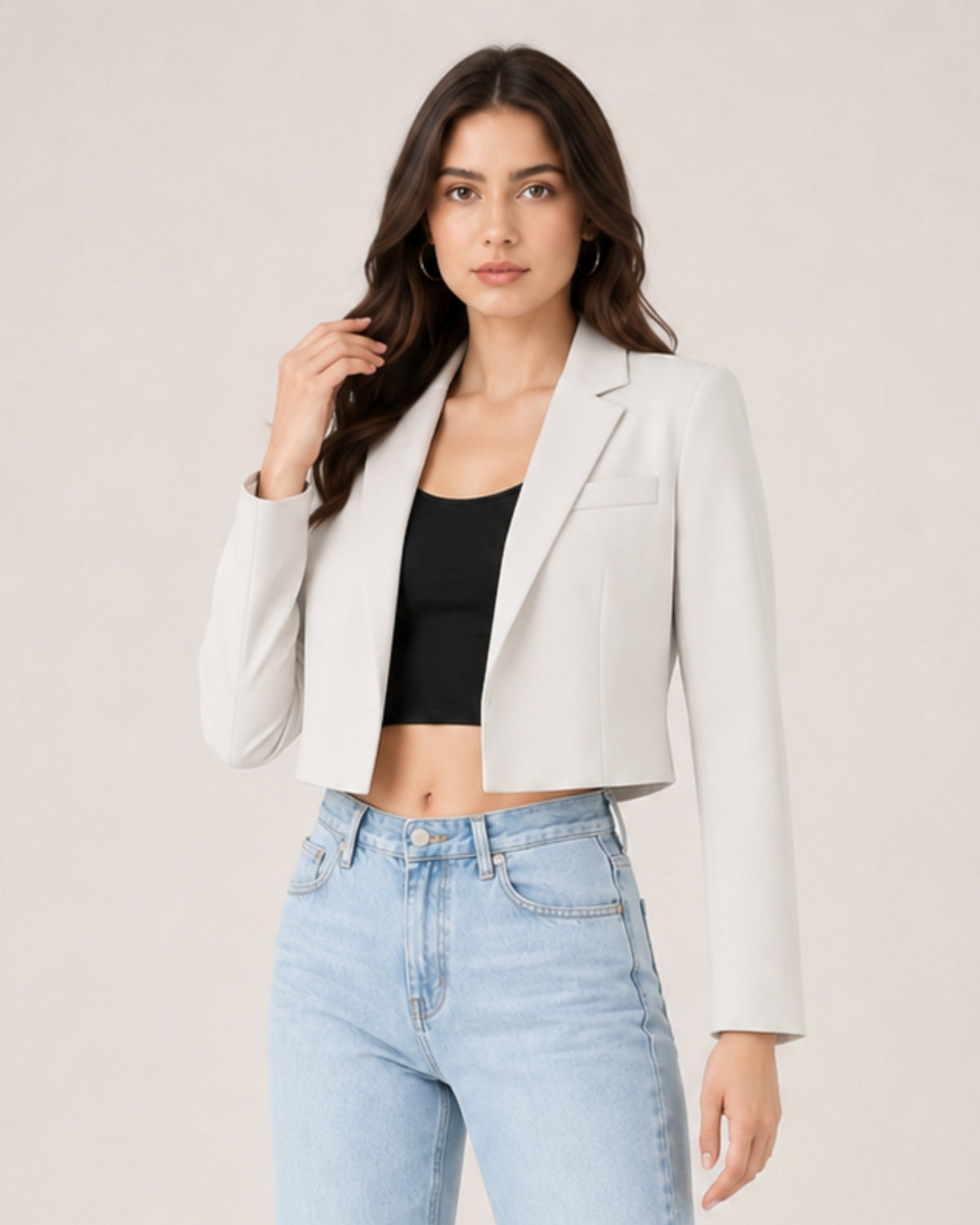 Women's Cropped Blazer and Long Sleeves