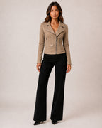 Women's Suede Biker Jacket with Asymmetric Zip