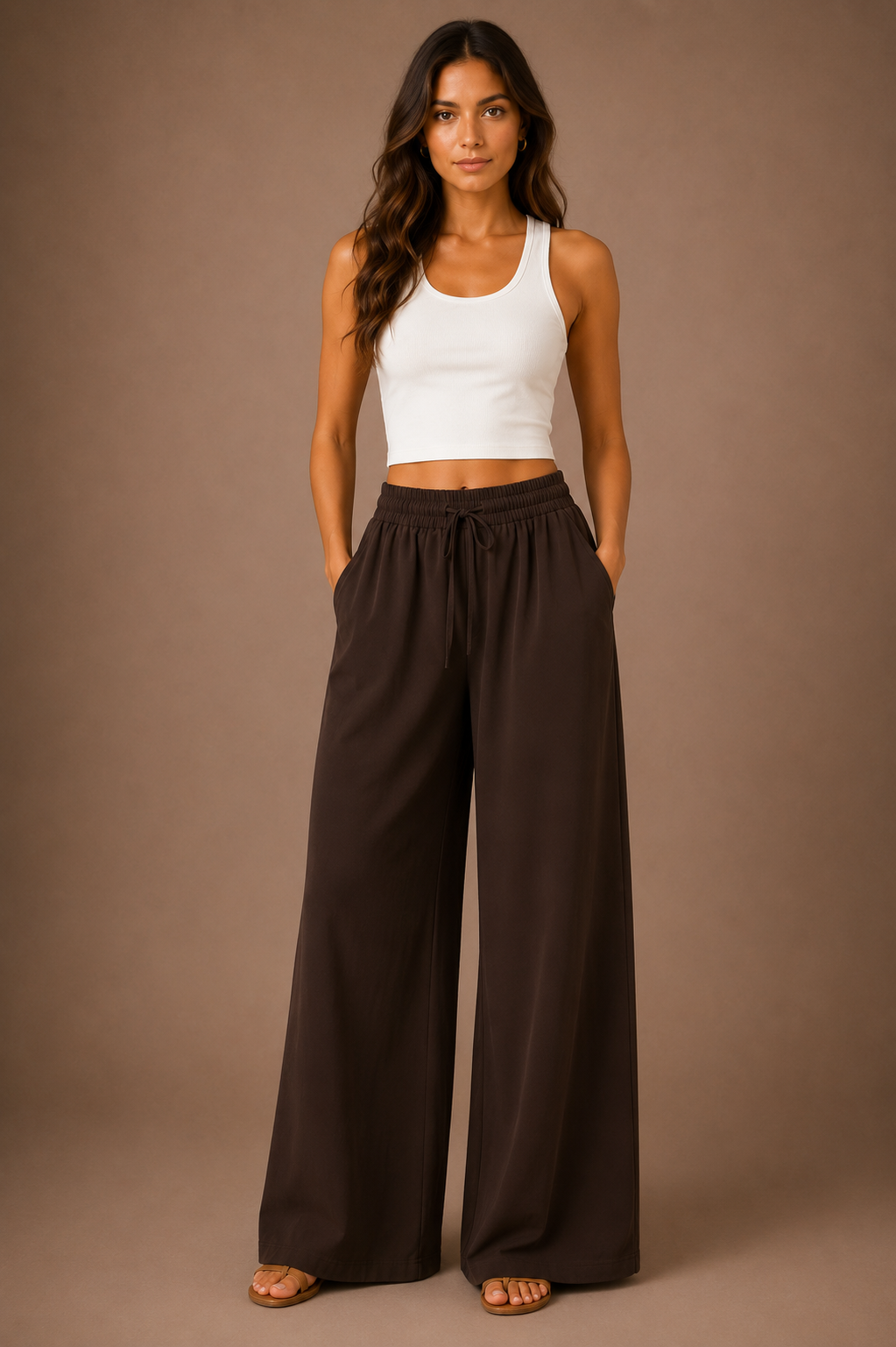 Women's Wide Leg Drawstring Trousers Lightweight Summer Trousers