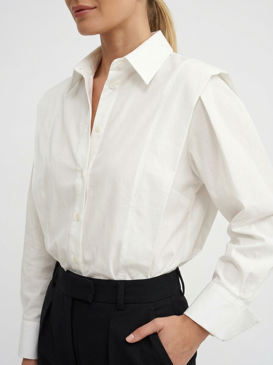 Women's Classic White Button Blouse for Business Casual