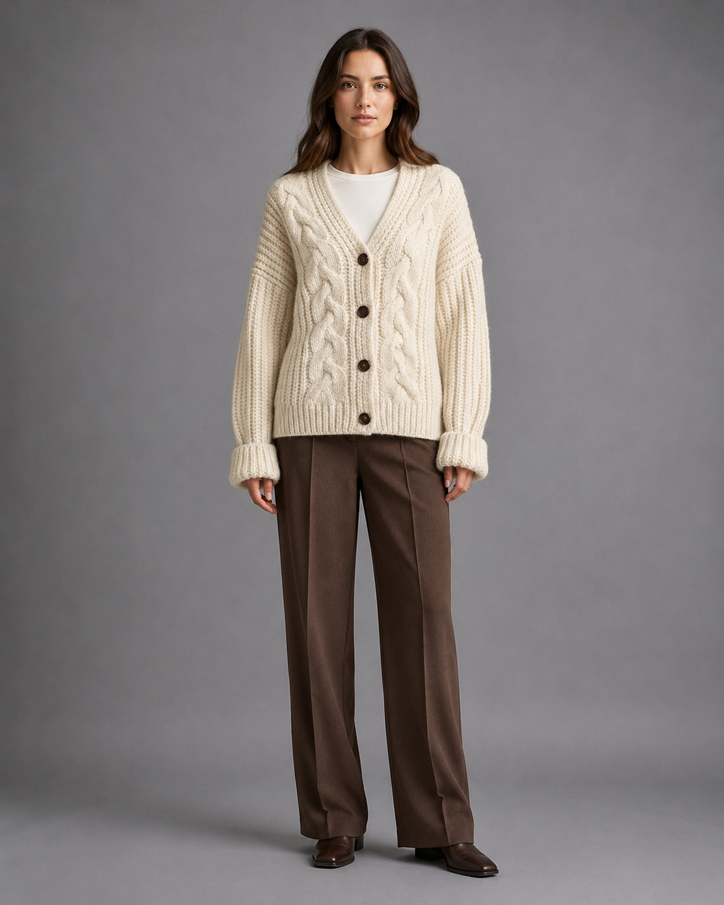 Women's Chunky Knit Cardigan – Button Up Knitted Cardigan