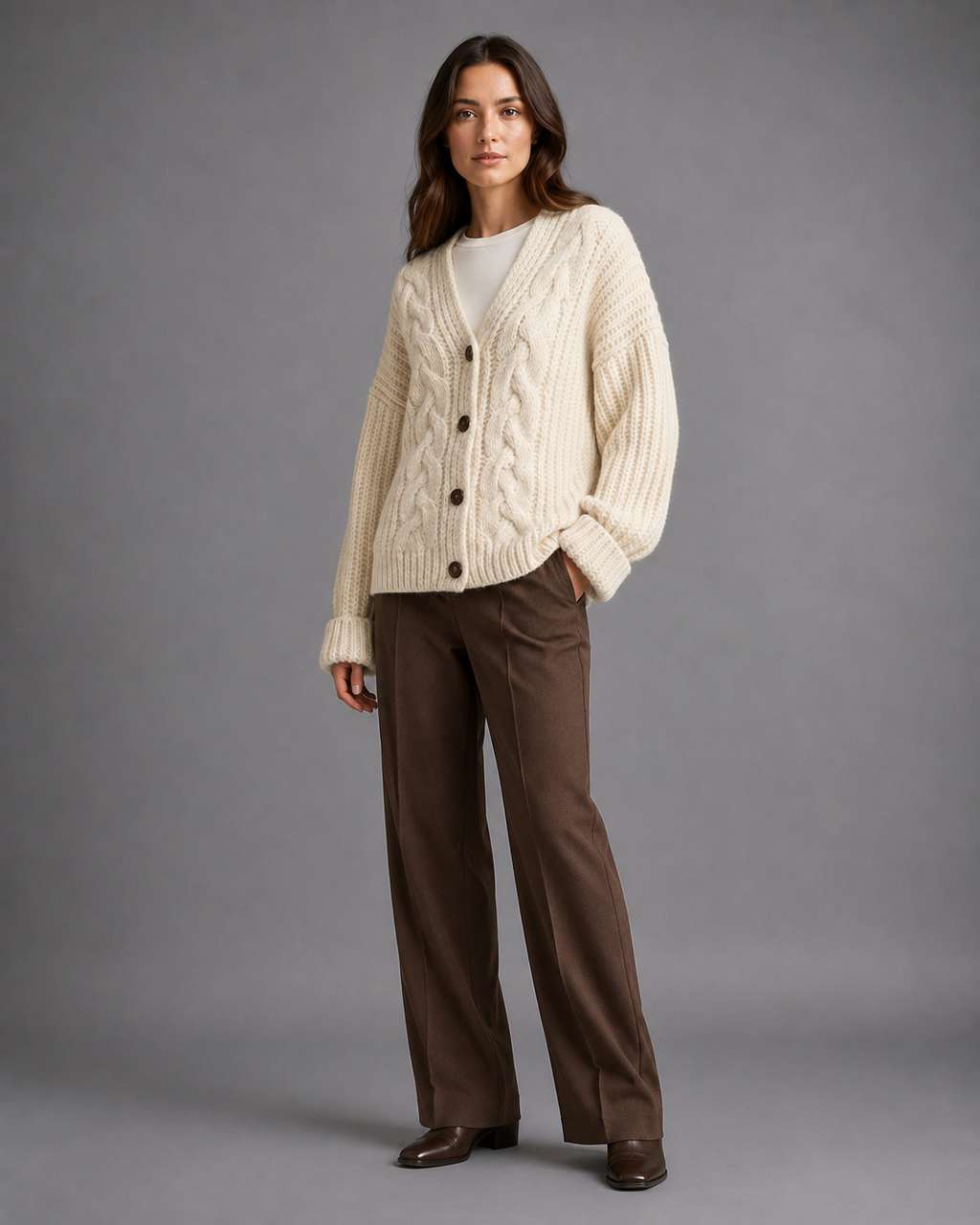 Women's Chunky Knit Cardigan – Button Up Knitted Cardigan