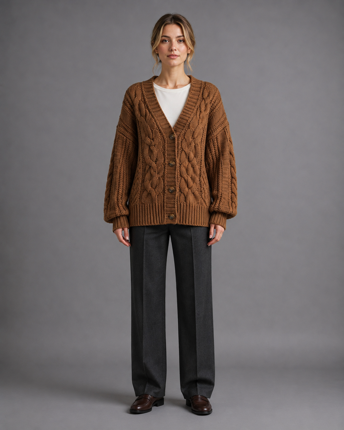 Women's Oversized Chunky Knit Cardigan – Button Up Knitted Cardigan