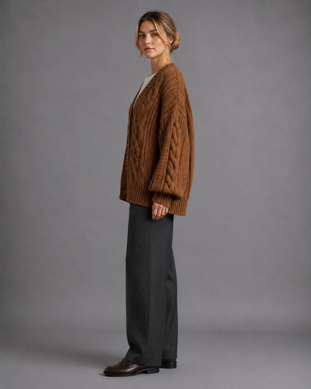Women's Oversized Chunky Knit Cardigan – Button Up Knitted Cardigan