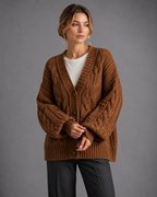 Women's Oversized Chunky Knit Cardigan – Button Up Knitted Cardigan