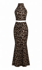 Women's Elegant Halterneck Co-Ord Set with Maxi Skirt