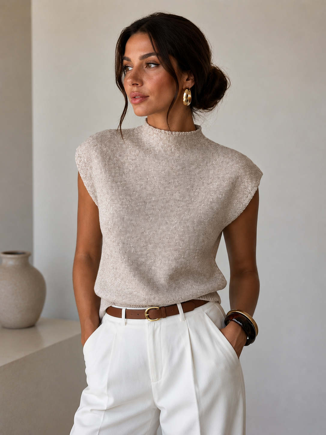 Women's High Neck Sweater Minimalist Casual Chic Style