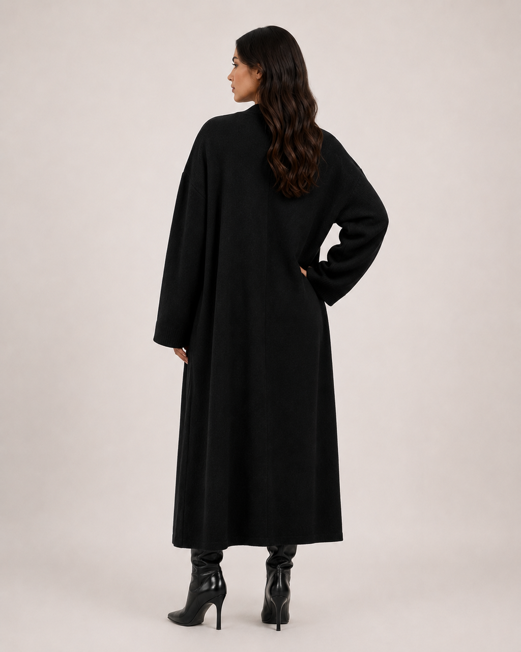 Women’s Long Knitted Coatigan – Open Front Longline Cardigan