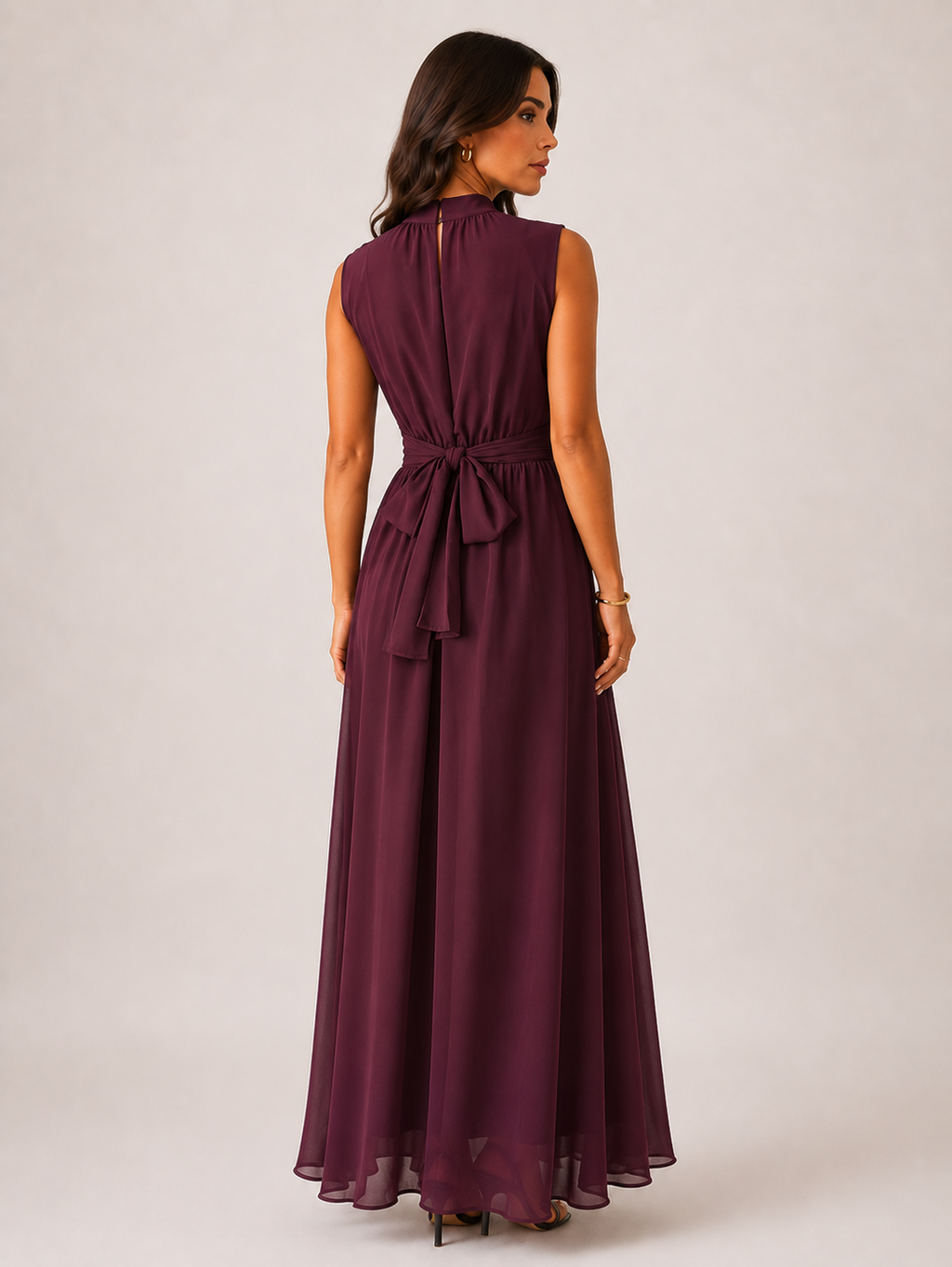 Women's High Neck Wedding Guest Maxi Dress
