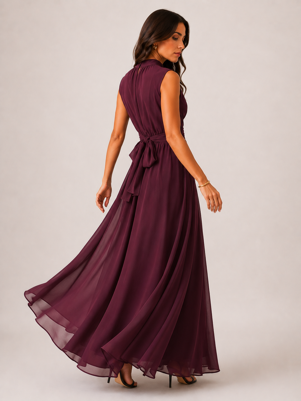 Women's High Neck Wedding Guest Maxi Dress