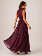 Women's High Neck Wedding Guest Maxi Dress