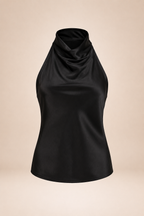 Women's Satin Halter Top, Halter Neck Backless Figure Enhancing Top
