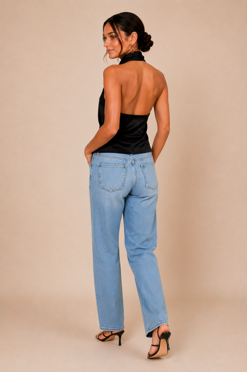 Women's Satin Halter Top, Halter Neck Backless Figure Enhancing Top