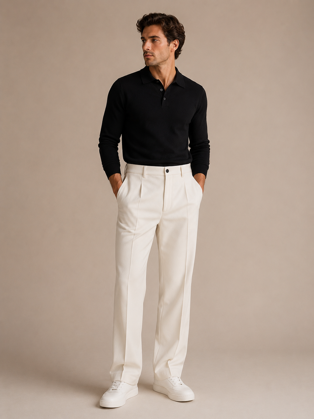 Men's Minimalist Straight Leg Trousers Elegant Casual Outfit