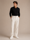 Men's Minimalist Straight Leg Trousers Elegant Casual Outfit