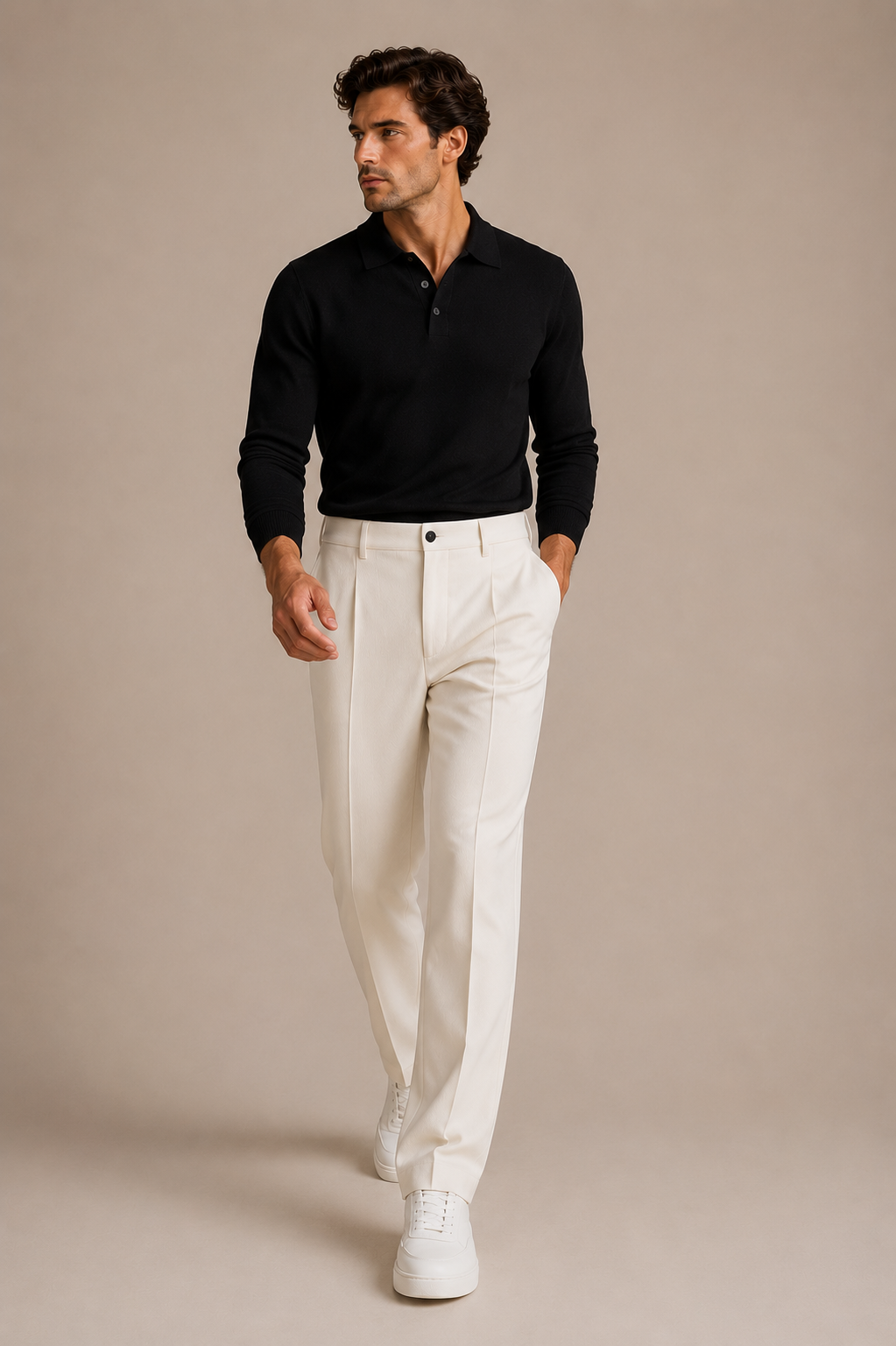 Men's Minimalist Straight Leg Trousers Elegant Casual Outfit