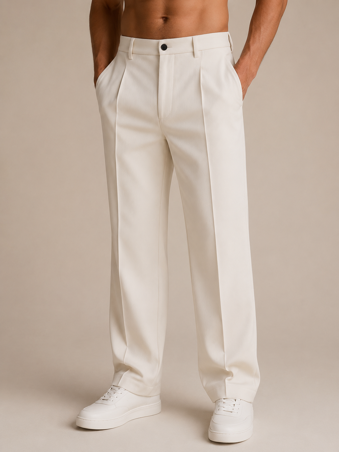 Men's Minimalist Straight Leg Trousers Elegant Casual Outfit