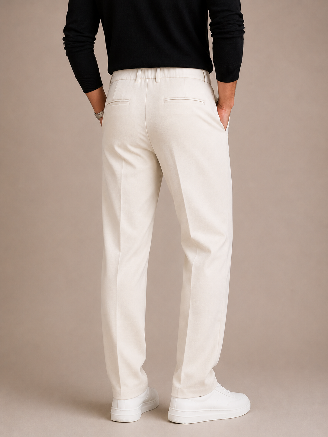 Men's Minimalist Straight Leg Trousers Elegant Casual Outfit