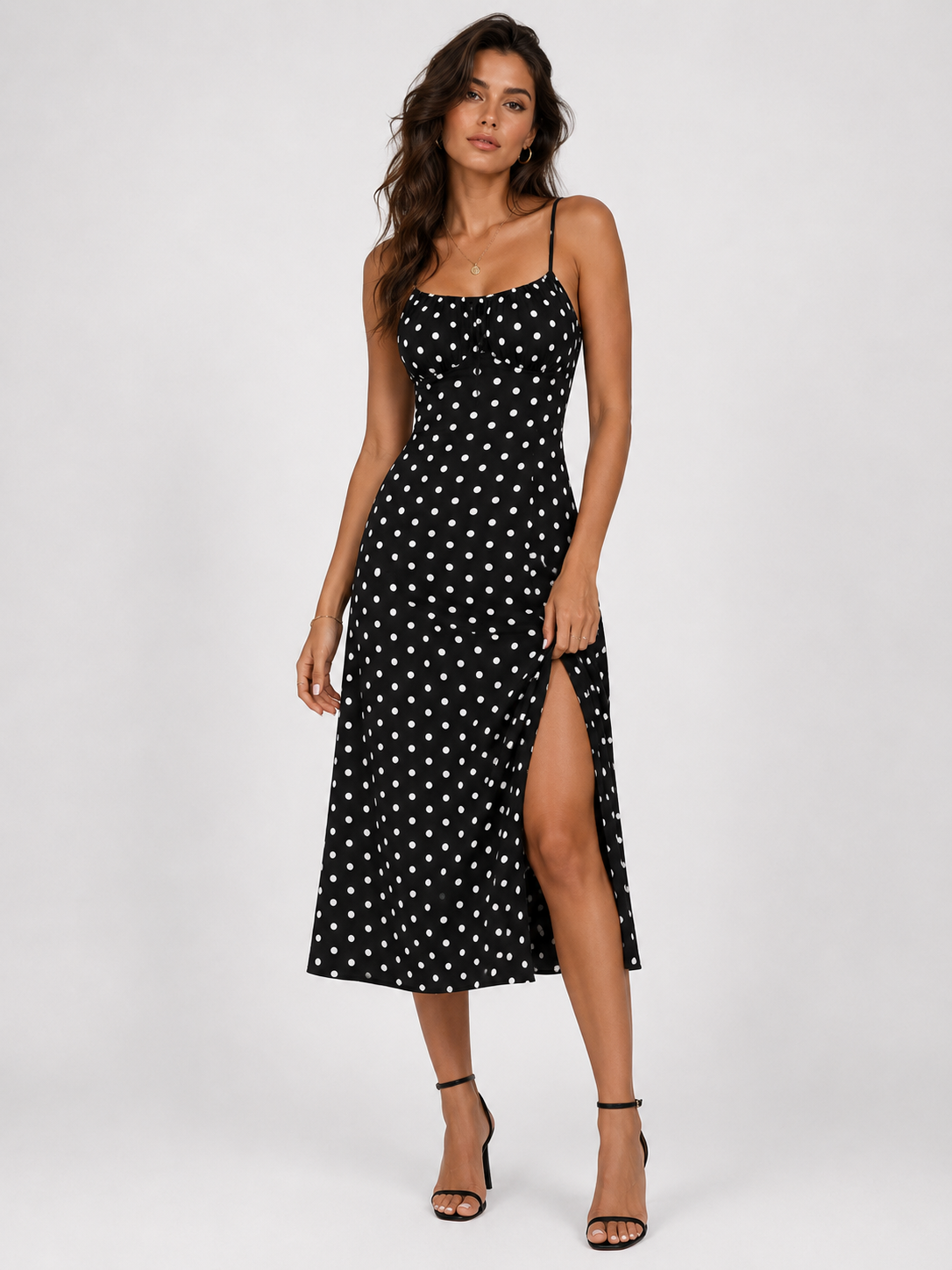 Women's Elegant Polka Dot Dress for Summer and Vacation Wear