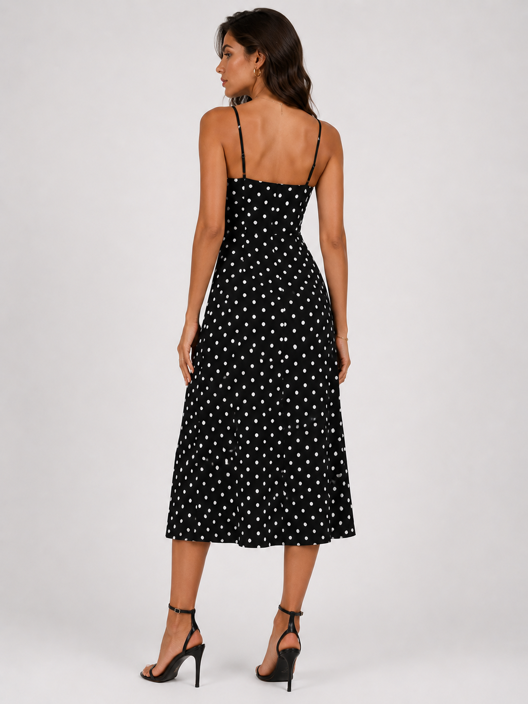 Women's Elegant Polka Dot Dress for Summer and Vacation Wear