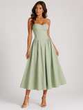 Women's Corset Midi Dress Elegant Adjustable Straps