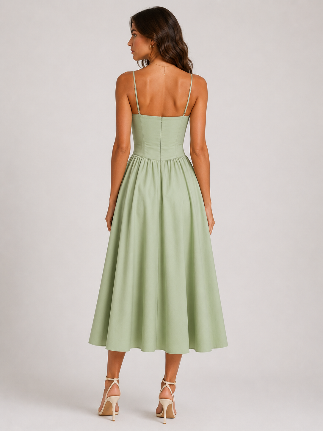 Women's Corset Midi Dress Elegant Adjustable Straps