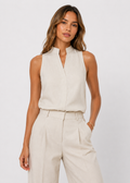 Women's Sleeveless Blouse Elegant V Neck Casual Chic Top