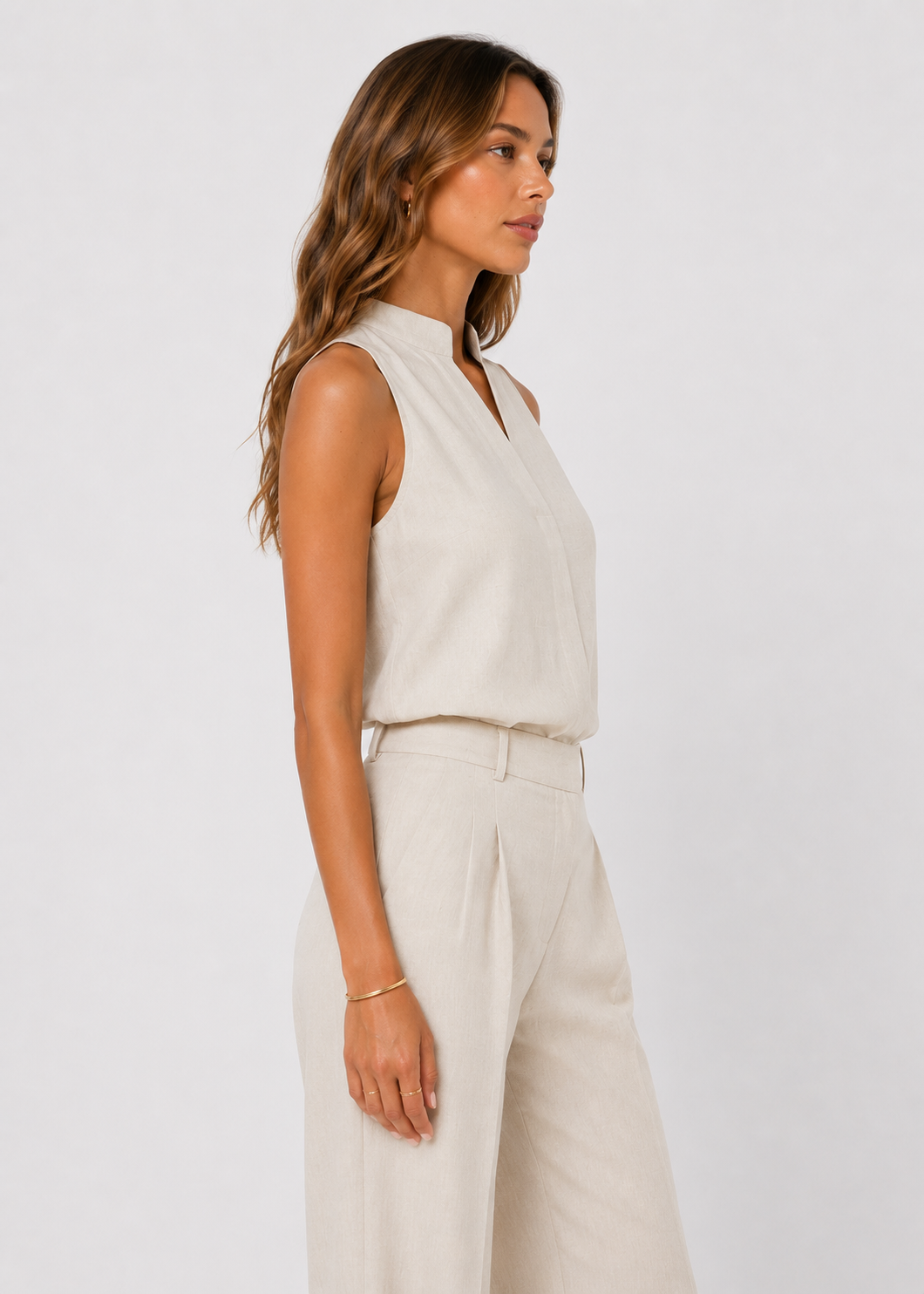 Women's Sleeveless Blouse Elegant V Neck Casual Chic Top