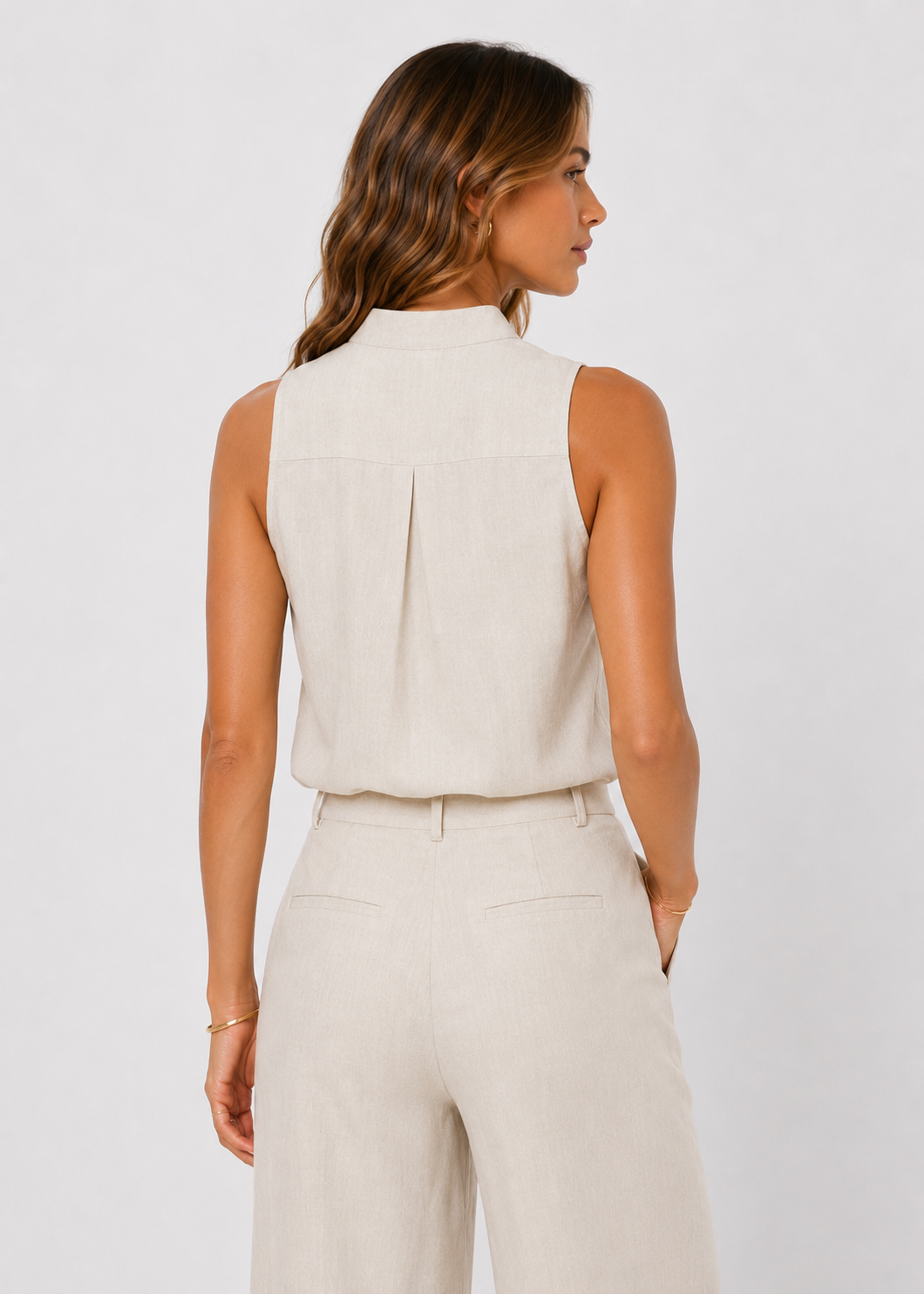 Women's Sleeveless Blouse Elegant V Neck Casual Chic Top