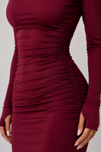 Women's Long Sleeve Bodycon Maxi Dress Ruched Mermaid Evening Dress