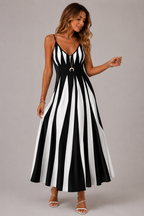 Women's Printed V Neck Maxi Dress