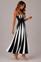 Women's Printed V Neck Maxi Dress