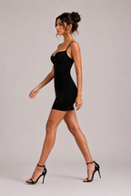 Women's Black Sparkly Sequin Bodycon Mini Dress