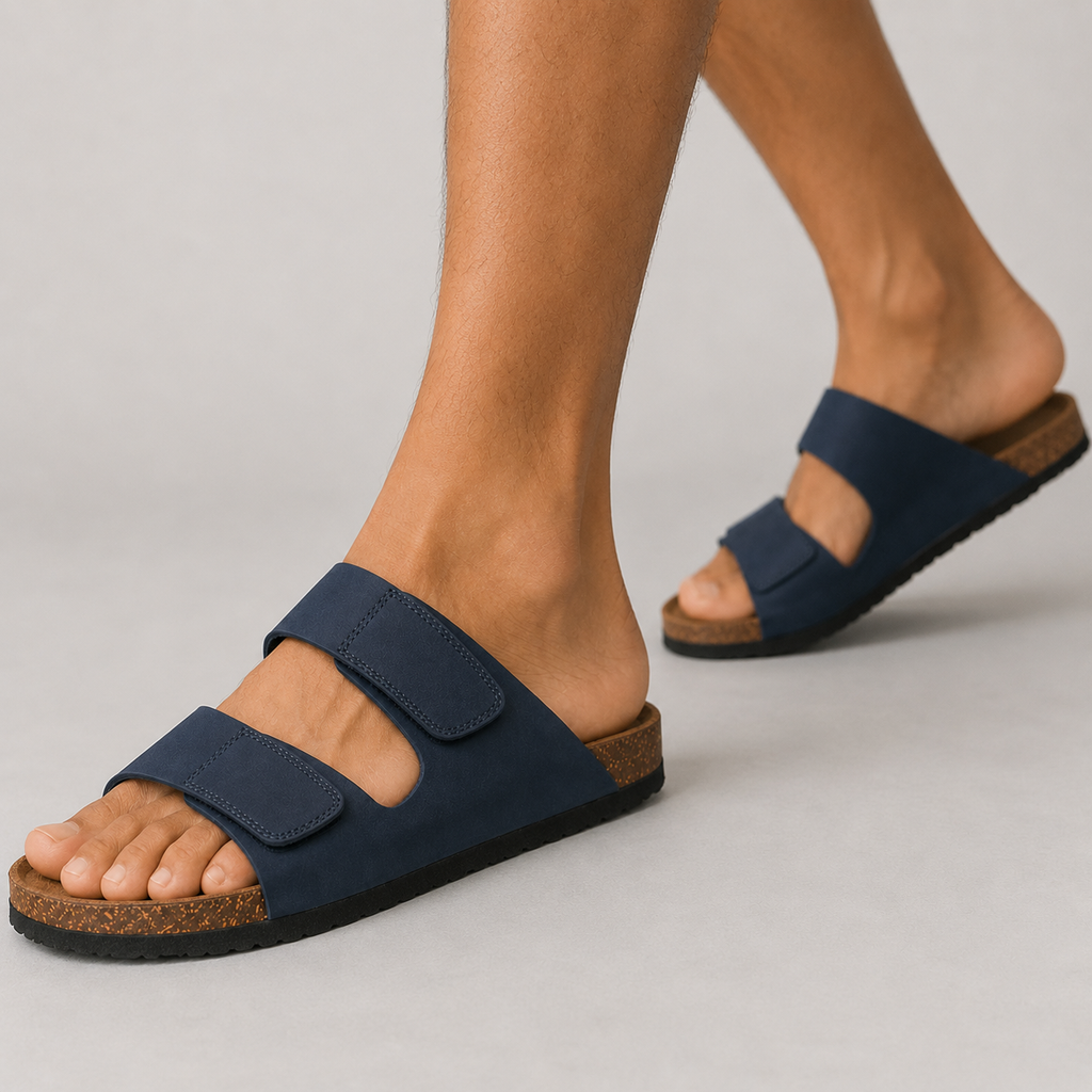 Men's Double Strap Open Toe Slide Sandals