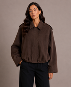 Women's Oversized Suede Bomber Jacket