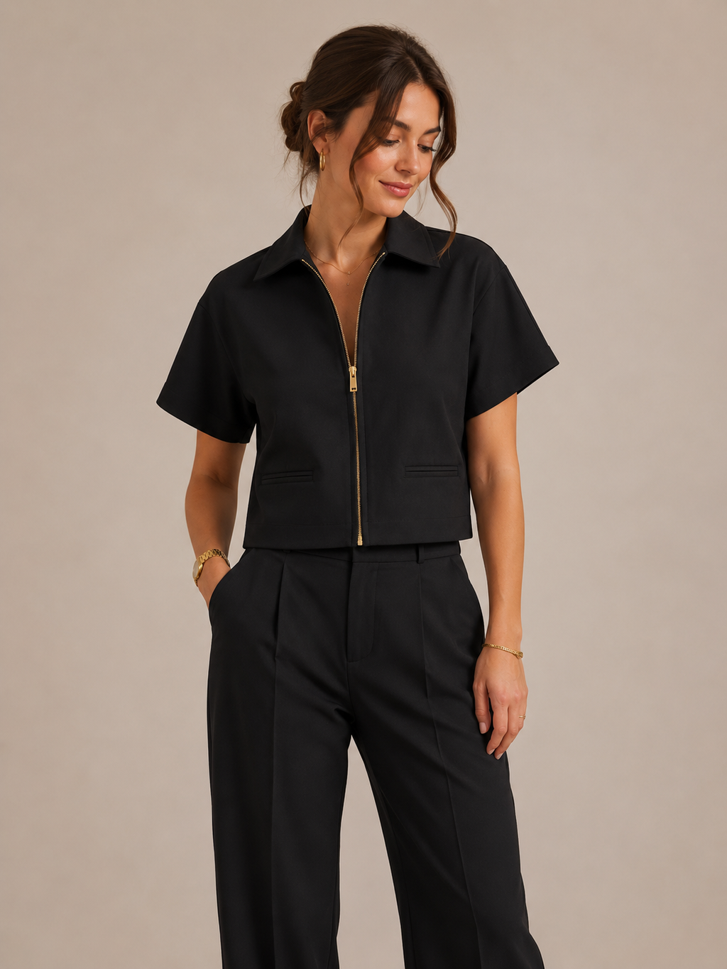 Women's Cropped Bomber Jacket for Spring and Summer Wear